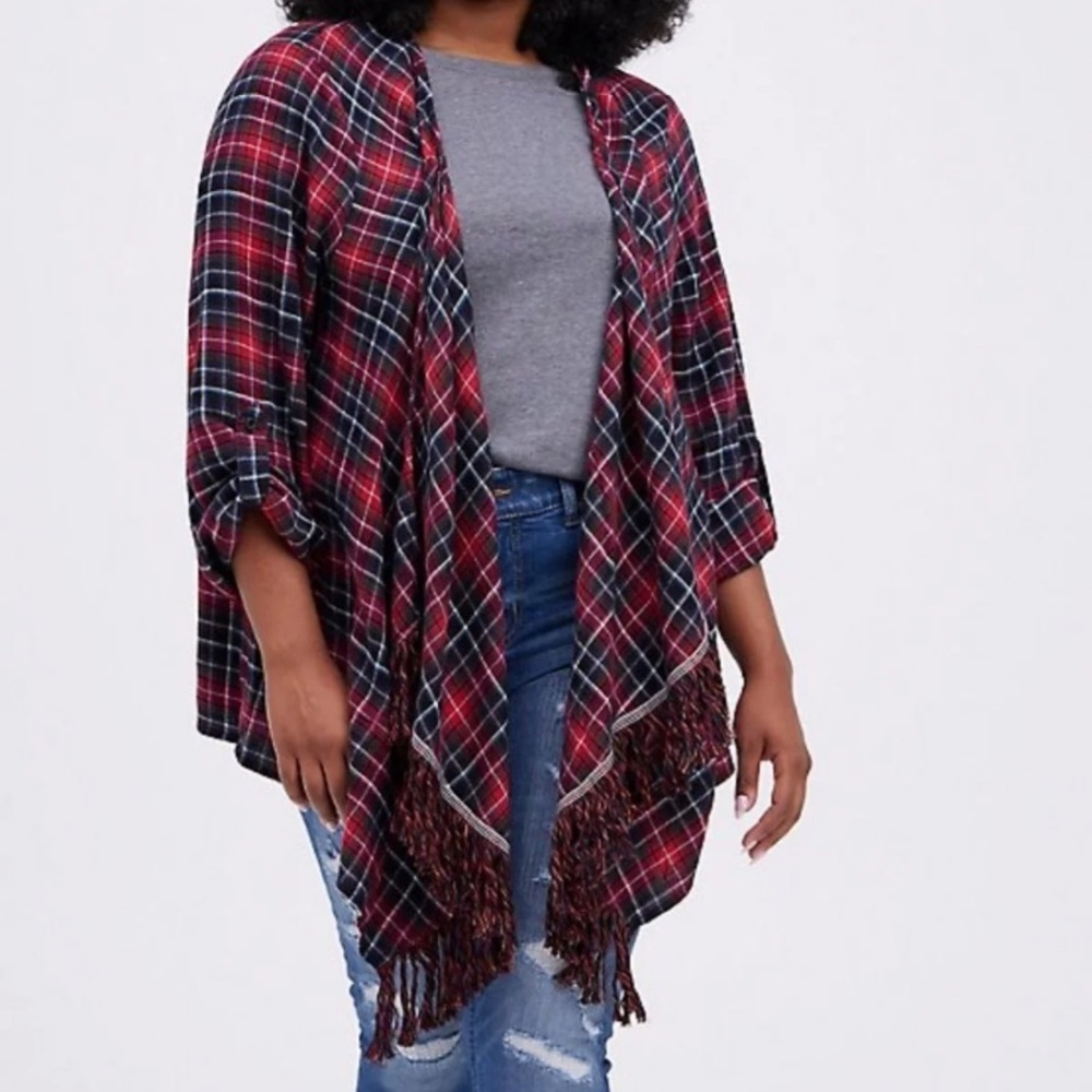 Torrid NWOT Plaid Drape Jacket